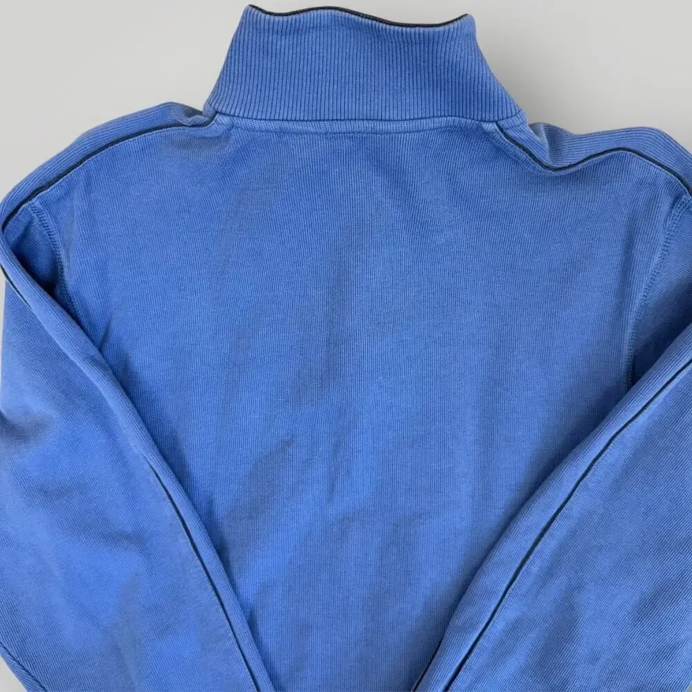Roundtree & Yorke Long Sleeves 1/4 Zip Pullover Sweatshirt Cotton Size M Blue